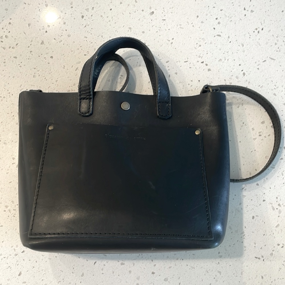 Portland Leather Goods mini crossbody tote bag - black